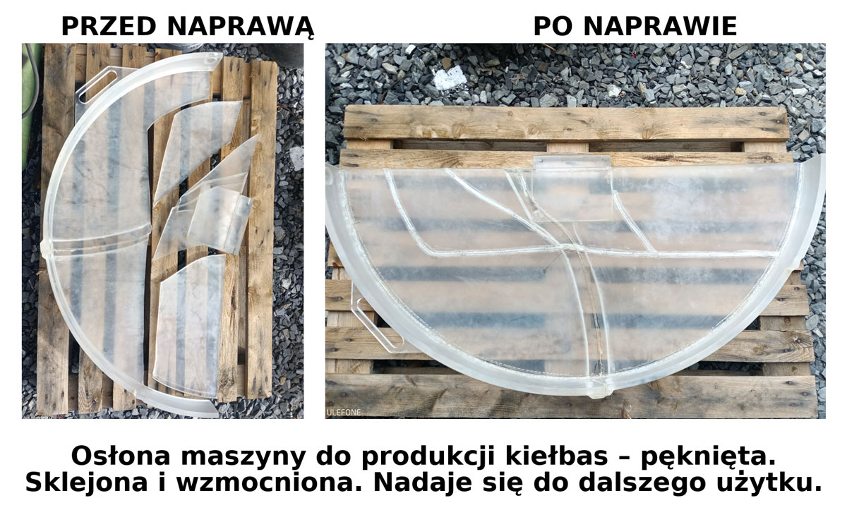 Osłona maszyny – naprawa przed i po